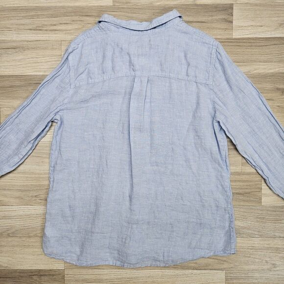 Tahari Womens Light Blue Linen Button Up Blouse Size XL Longsleeve - Picture 9 of 9